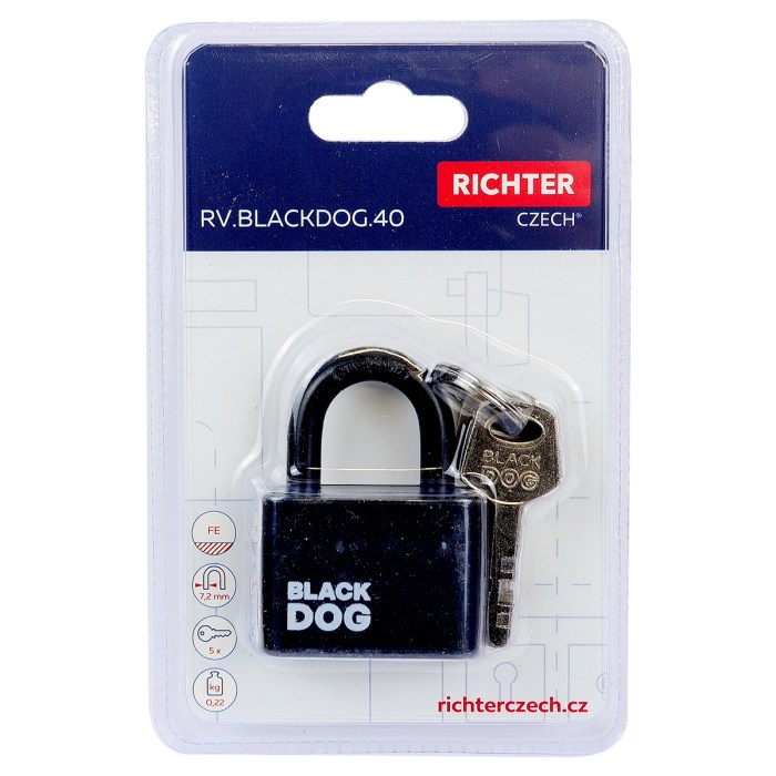 ocelový visací zámek RV.BLACKDOG.40